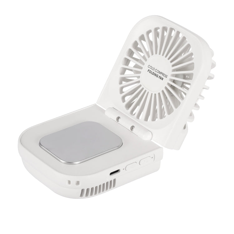 USB Charging Folding Outdoor Handheld Mini Cold Compress Fan Desktop Cooling Fan(White) - Electric Fans by PMC TechLife | Online Shopping South Africa | PMC TechLife | Buy Now Pay Later Mobicred