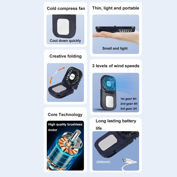 USB Charging Folding Outdoor Handheld Mini Cold Compress Fan Desktop Cooling Fan(White) - Electric Fans by PMC TechLife | Online Shopping South Africa | PMC TechLife | Buy Now Pay Later Mobicred