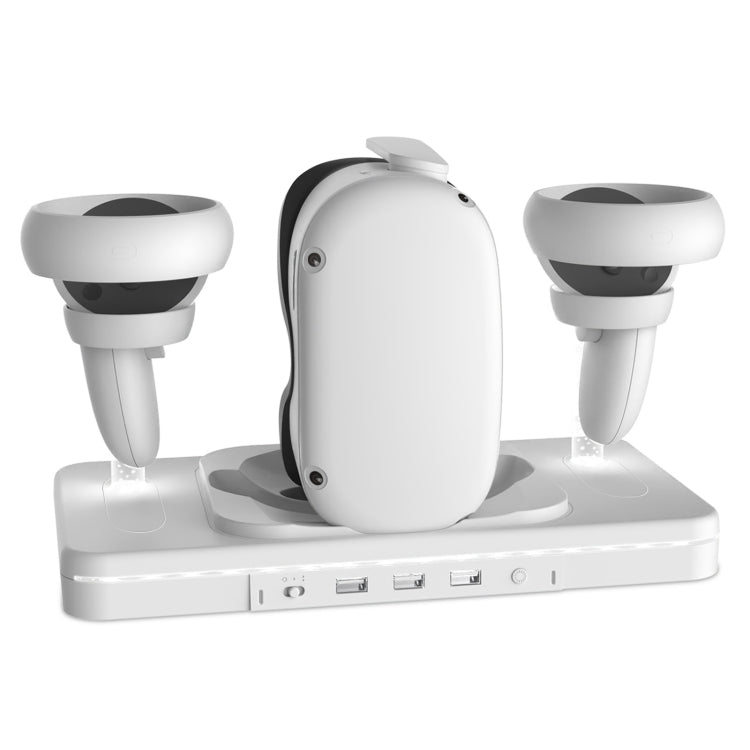 For Meta Quest 2 Desktop Bracket VR Glasses Wireless Charger Colorful Light Emitting Base(White) - VR Accessories by PMC TechLife | Online Shopping South Africa | PMC TechLife | Buy Now Pay Later Mobicred