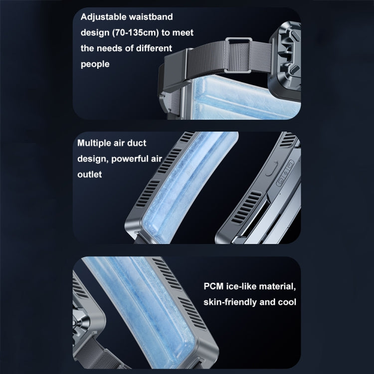 Ice Belt Outdoor Sports Cooling Fan Portable Mini Waist Fan(Silver Gray) - Electric Fans by PMC TechLife | Online Shopping South Africa | PMC TechLife | Buy Now Pay Later Mobicred