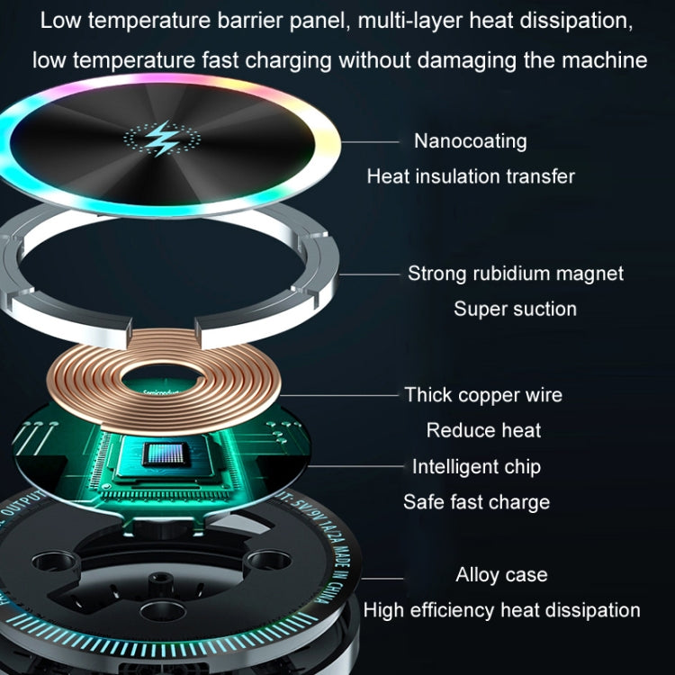 Magsafe 15W Magnetic Colorful Light Wireless Charging Mobile Phone Holder, Color: A9 Air Outlet Dark Gray - Wireless Charger Holders by PMC TechLife | Online Shopping South Africa | PMC TechLife | Buy Now Pay Later Mobicred
