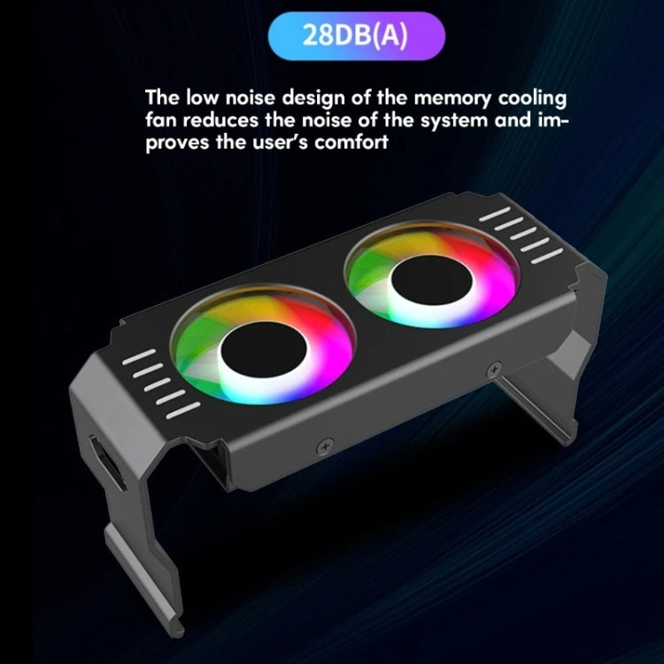 Desktop ARGB Memory Cooler PWM Temperature Control Dual Fan, For DDR / DDR2 / DDR3 / DDR4 / DDR5(Black) - Fan Cooling by PMC Jewellery | Online Shopping South Africa | PMC Jewellery | Buy Now Pay Later Mobicred
