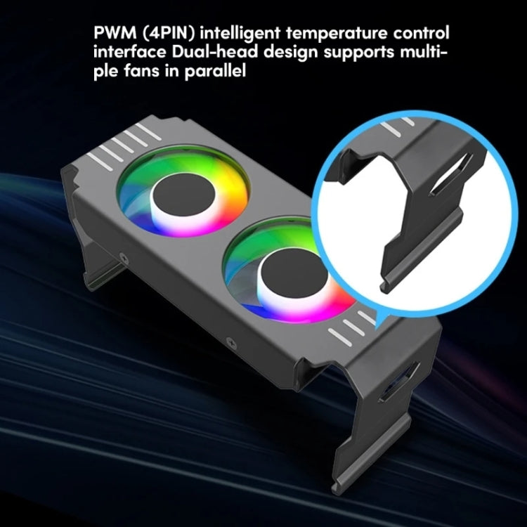 Desktop ARGB Memory Cooler PWM Temperature Control Dual Fan, For DDR / DDR2 / DDR3 / DDR4 / DDR5(Black) - Fan Cooling by PMC Jewellery | Online Shopping South Africa | PMC Jewellery | Buy Now Pay Later Mobicred
