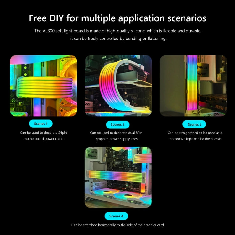 AOSOR AL300 Computer Glow Line ARGB Neon Cable Motherboard Chassis Light Strip Light Board Decoration(White) - free shipping - PMC Jewellery - Order now!