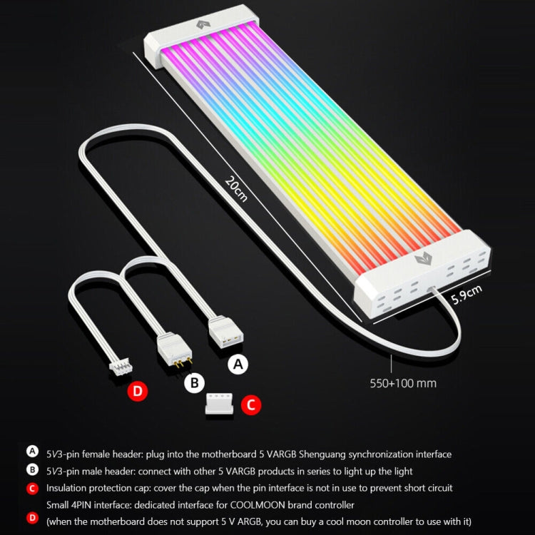 AOSOR Al200 Neon Cable Computer Motherboard Graphics Card Glow Board Power Supply Line Decoration(White) - free shipping - PMC Jewellery - Order now!