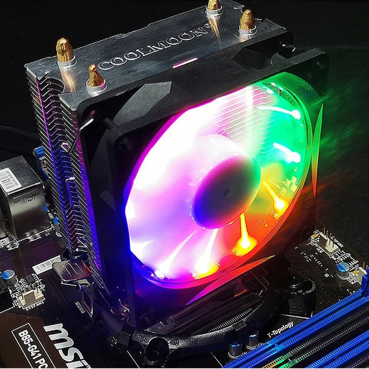 COOLMOON Frost Double Copper Tube CPU Fan Desktop PC Illuminated Silent AMD Air-Cooled Cooler, Style: P2 Magic Moon Edition Single Fan - free shipping - PMC Jewellery - Order now!