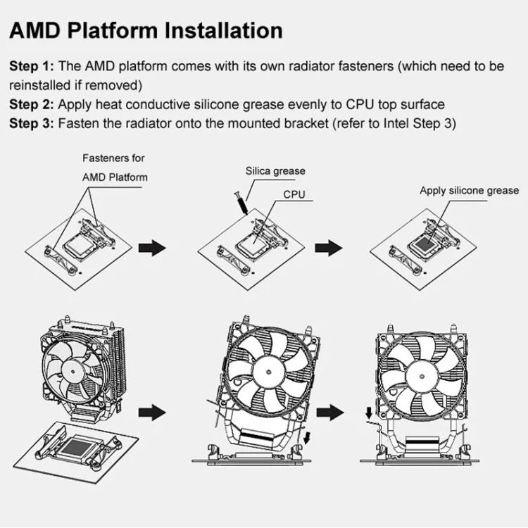 COOLMOON Frost Double Copper Tube CPU Fan Desktop PC Illuminated Silent AMD Air-Cooled Cooler, Style: P2 Streamline Edition Single Fan - Fan Cooling by COOLMOON | Online Shopping South Africa | PMC TechLife | Buy Now Pay Later Mobicred