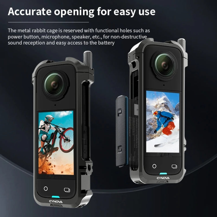 For Insta360 X4 CYNOVA Metal Rabbit Cage + Lens Cover Set Protective Accessories(Black) - free shipping - PMC TechLife - Order now!