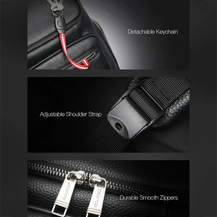 Bopai 61-122431 Large-capacity First-layer Cowhide Business Waterproof Laptop Backpack(Black) - free shipping - PMC Jewellery - Order now!