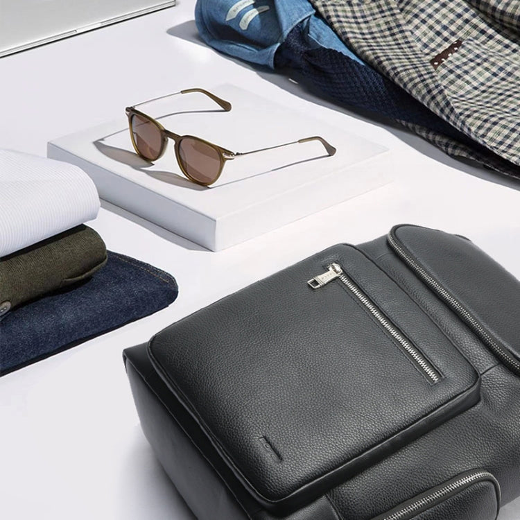 Bopai 61-122431 Large-capacity First-layer Cowhide Business Waterproof Laptop Backpack(Black) - free shipping - PMC Jewellery - Order now!