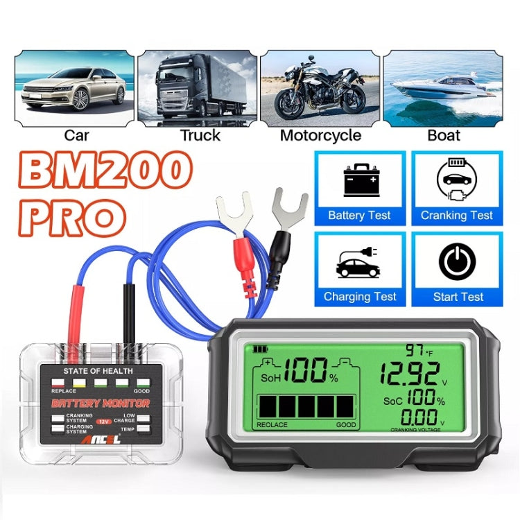 ANCEL 12V LED Car Battery Tester SOH/SOC Rechargeable Battery Analysis Tool - free shipping - PMC TechLife - Order now!