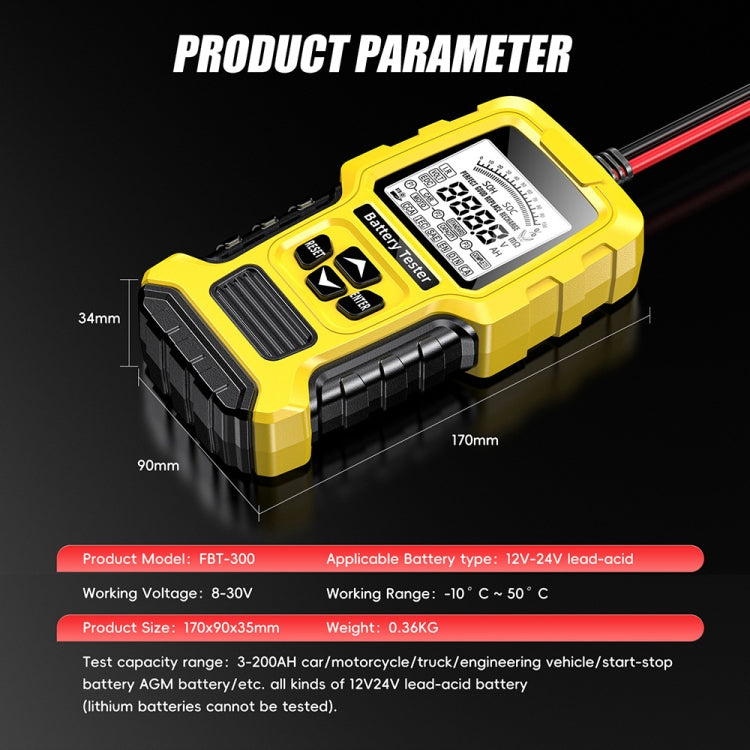 FOXSUR 12V/24V Automotive Lead-acid Battery Internal Resistance Rapid Analyzer(Yellow) - Electronic Test by FOXSUR | Online Shopping South Africa | PMC TechLife | Buy Now Pay Later Mobicred