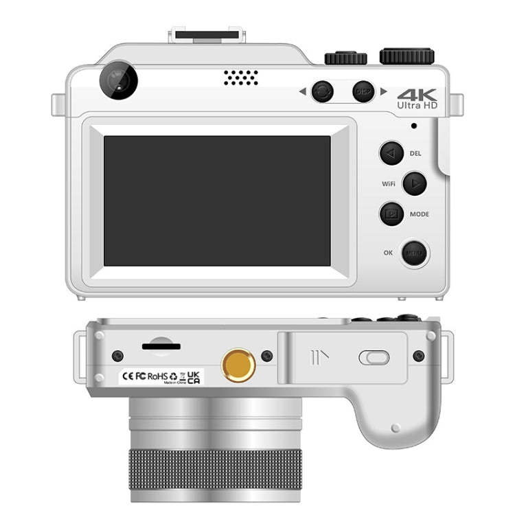 3-Inch Display Digital Camera Dual Front And Rear Cameras 48MP, 18x Digital Zoom 4K HD Camcorder(White) - Video Cameras by PMC TechLife | Online Shopping South Africa | PMC TechLife | Buy Now Pay Later Mobicred