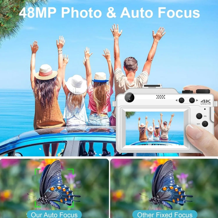 3-Inch Display Digital Camera Dual Front And Rear Cameras 48MP, 18x Digital Zoom 4K HD Camcorder(Black) - Video Cameras by PMC TechLife | Online Shopping South Africa | PMC TechLife | Buy Now Pay Later Mobicred