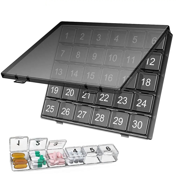 Monthly Pill Organizer 30 Days Pill Box Easy-Open Large Capacity Medicine Case(Black) - free shipping - PMC TechLife - Order now!