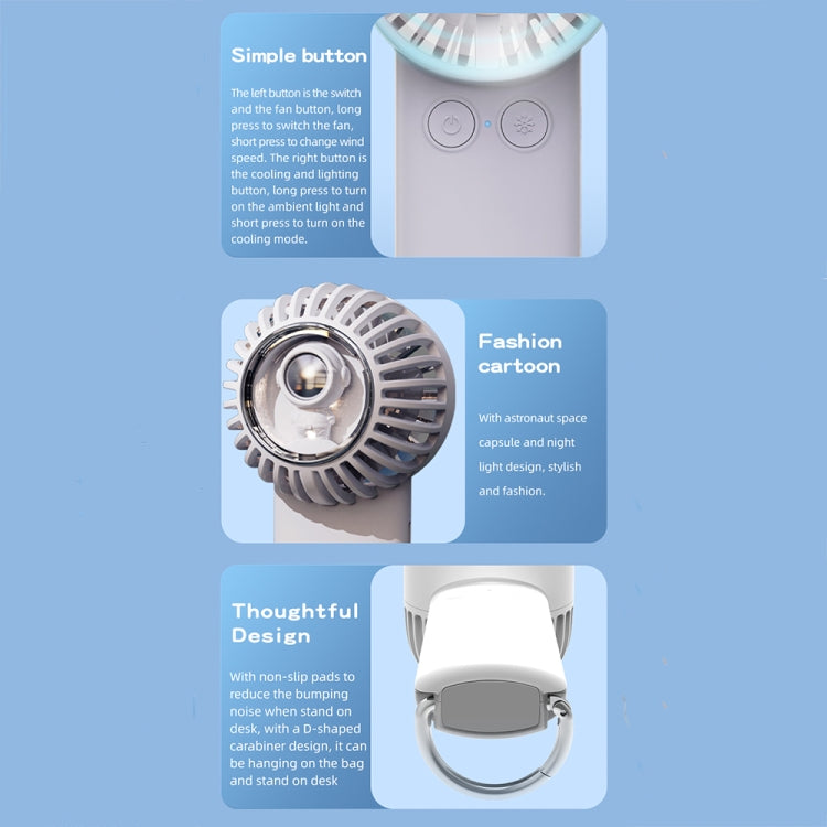 Outdoor Handheld Ice Air Conditioning Fan Astronaut Night Light Semiconductor Cooling Fan(Light Blue) - Electric Fans by PMC TechLife | Online Shopping South Africa | PMC TechLife | Buy Now Pay Later Mobicred