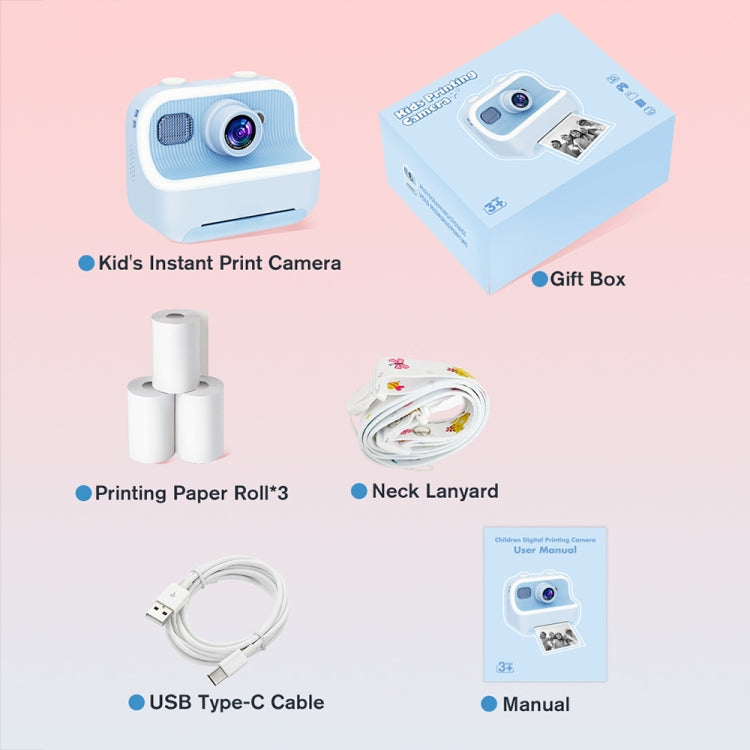 M8 2.4-Inch 1080P HD 2400W Pixel Dual-Camera Children Thermal Printing Camera, Color: Blue - Children Cameras by PMC TechLife | Online Shopping South Africa | PMC TechLife | Buy Now Pay Later Mobicred