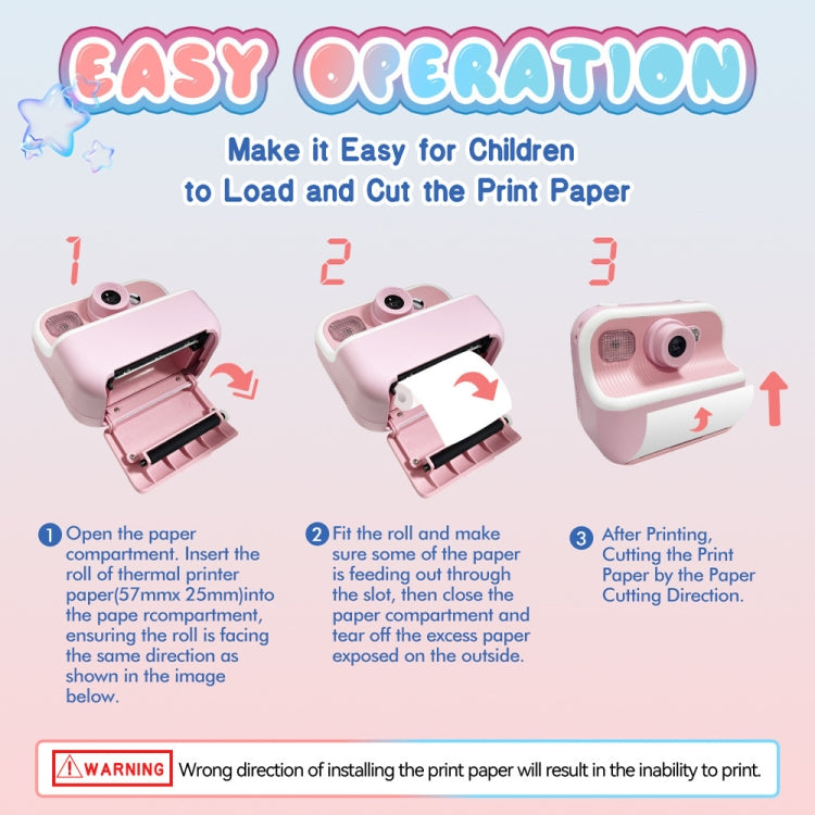 M8 2.4-Inch 1080P HD 2400W Pixel Dual-Camera Children Thermal Printing Camera, Color: Pink - Children Cameras by PMC TechLife | Online Shopping South Africa | PMC TechLife | Buy Now Pay Later Mobicred