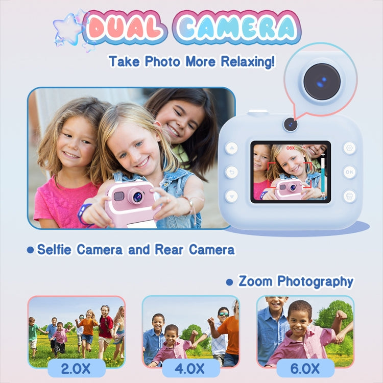 M8 2.4-Inch 1080P HD 2400W Pixel Dual-Camera Children Thermal Printing Camera, Color: Blue - Children Cameras by PMC TechLife | Online Shopping South Africa | PMC TechLife | Buy Now Pay Later Mobicred