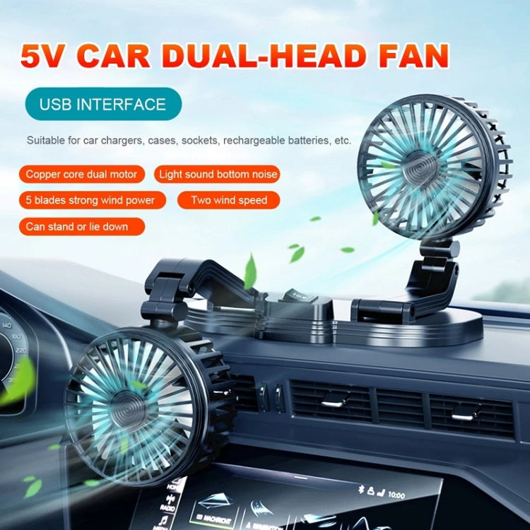 5V USB Port Car Dual-head Fan Circulation Fan(White) - Heating & Fans by PMC TechLife | Online Shopping South Africa | PMC TechLife | Buy Now Pay Later Mobicred
