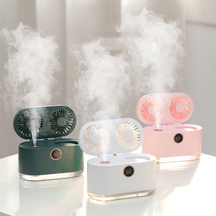WT-818 Dual-leaf Spray Smart Digital Display Desktop Fan Night Light Humidification Cooler(Green) - Electric Fans by PMC TechLife | Online Shopping South Africa | PMC TechLife | Buy Now Pay Later Mobicred