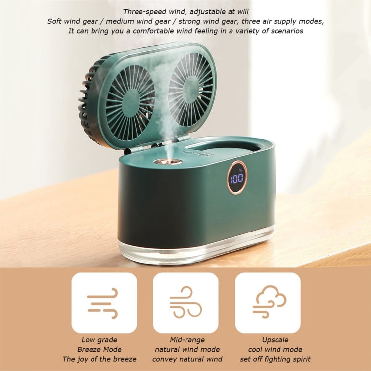 WT-818 Dual-leaf Spray Smart Digital Display Desktop Fan Night Light Humidification Cooler(Green) - Electric Fans by PMC TechLife | Online Shopping South Africa | PMC TechLife | Buy Now Pay Later Mobicred