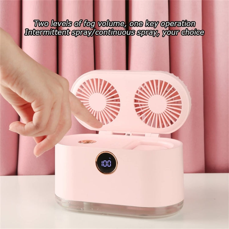 WT-818 Dual-leaf Spray Smart Digital Display Desktop Fan Night Light Humidification Cooler(White) - Electric Fans by PMC TechLife | Online Shopping South Africa | PMC TechLife | Buy Now Pay Later Mobicred