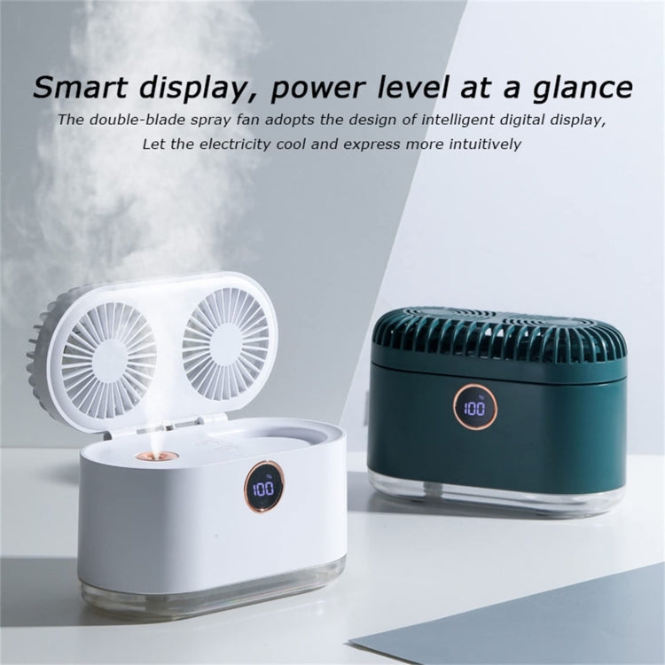 WT-818 Dual-leaf Spray Smart Digital Display Desktop Fan Night Light Humidification Cooler(Green) - Electric Fans by PMC TechLife | Online Shopping South Africa | PMC TechLife | Buy Now Pay Later Mobicred