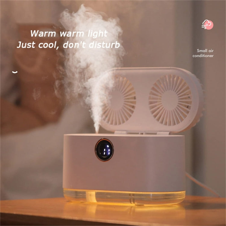 WT-818 Dual-leaf Spray Smart Digital Display Desktop Fan Night Light Humidification Cooler(Green) - Electric Fans by PMC TechLife | Online Shopping South Africa | PMC TechLife | Buy Now Pay Later Mobicred