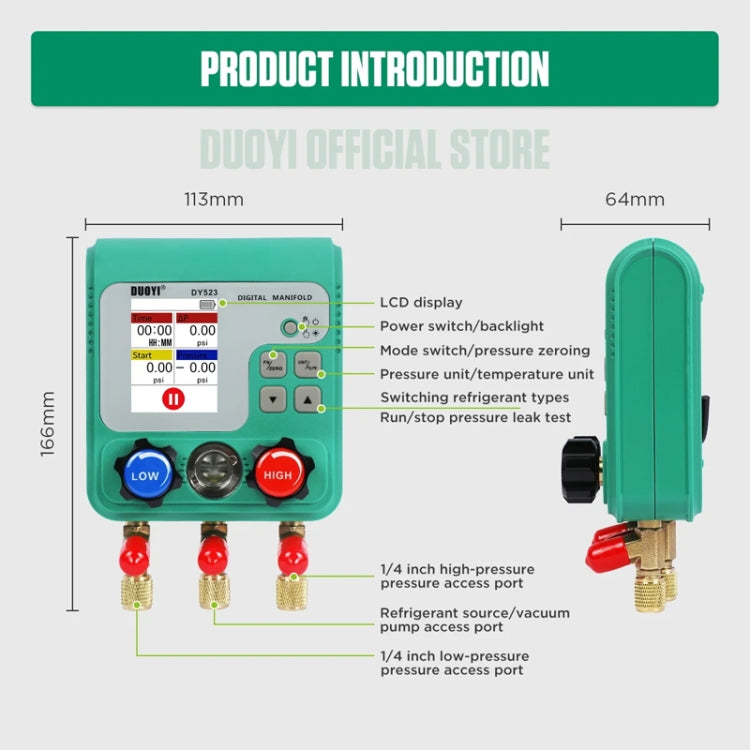 2pcs / Set DUOYI DY523 Automotive Vacuum Pressure Gauge Liquid Charge Fluorine Repair Electronic Refrigerant Meter - free shipping - PMC TechLife - Order now!
