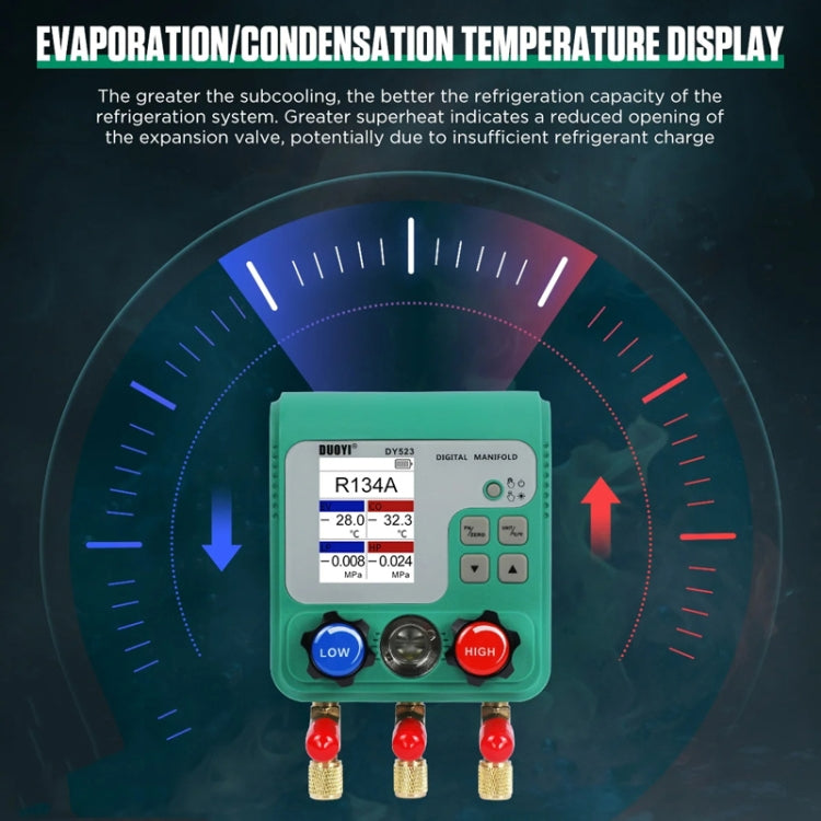 2pcs / Set DUOYI DY523 Automotive Vacuum Pressure Gauge Liquid Charge Fluorine Repair Electronic Refrigerant Meter - free shipping - PMC TechLife - Order now!