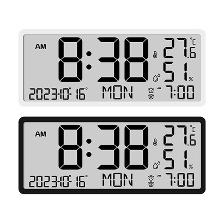LCD Multifunctional Living Room Wall Clock Electronic Clock With Date/Temperature/Humidity Display(White) - Wall Clock by PMc TechLife | Online Shopping South Africa | PMc TechLife | Buy Now Pay Later Mobicred