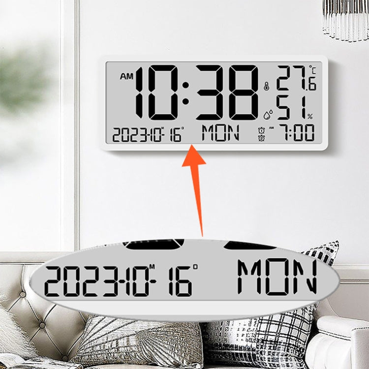 LCD Multifunctional Living Room Wall Clock Electronic Clock With Date/Temperature/Humidity Display(White) - Wall Clock by PMc TechLife | Online Shopping South Africa | PMc TechLife | Buy Now Pay Later Mobicred
