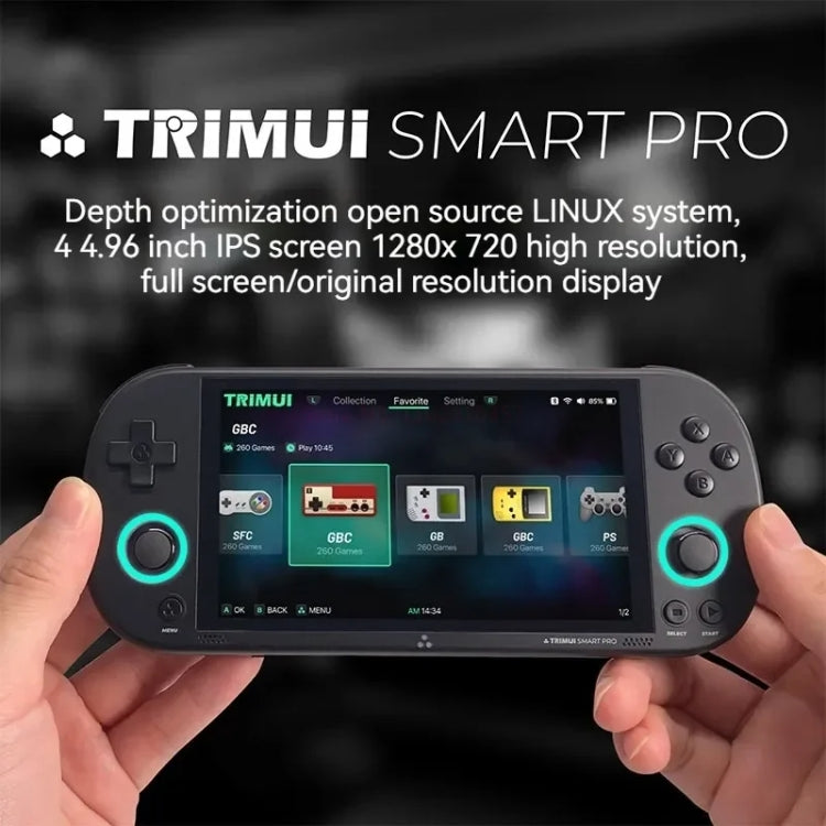 Trimui Smart Pro 4.96 Inch IPS Screen Handheld Game Console Open Source Linux System 128G(Black) - free shipping - PMC Jewellery - Order now!