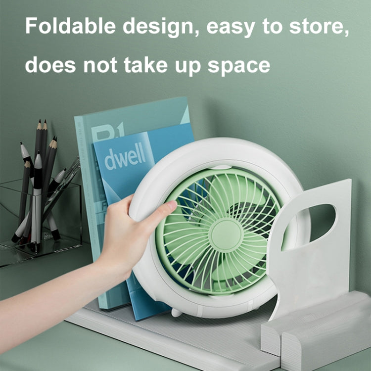 Night Light Desktop Folding Fan Outdoor Camping Hanging Mini Fan, Color: Green Upgraded - Electric Fans by PMC TechLife | Online Shopping South Africa | PMC TechLife | Buy Now Pay Later Mobicred