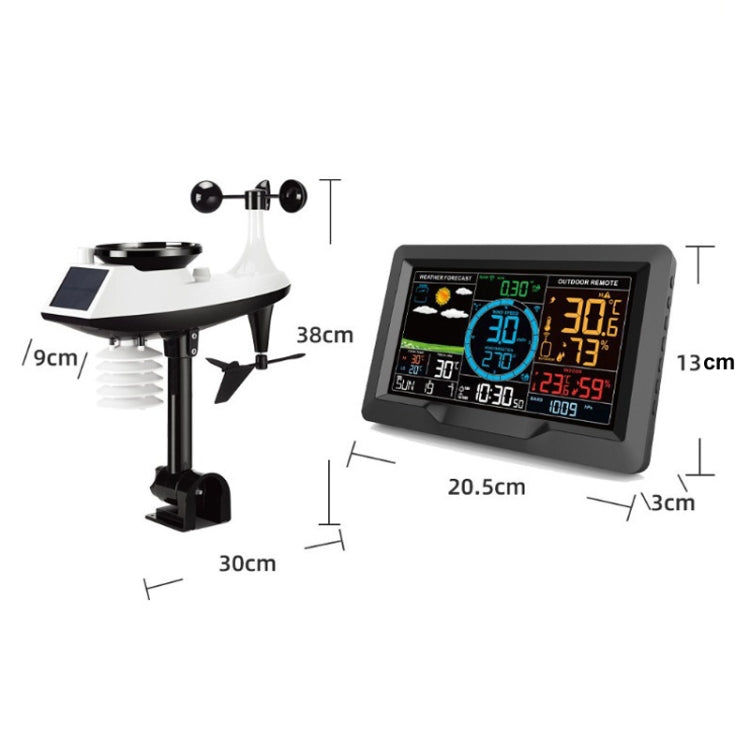 Wireless Weather Station Wind Speed Rain And Wind Direction Detection Weather Forecast Clock(Black) - Indoor Thermometer by PMC TechLife | Online Shopping South Africa | PMC TechLife | Buy Now Pay Later Mobicred