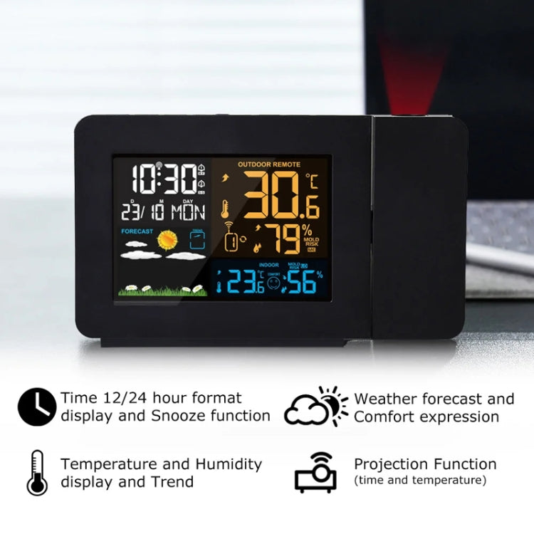 Household Color Screen Temperature And Humidity Meter Weather Forecast Projection Clock, Model: EU Plug - Novelty Clock by PMC TechLife | Online Shopping South Africa | PMC TechLife | Buy Now Pay Later Mobicred