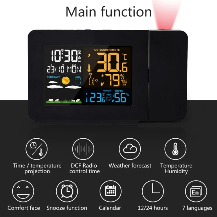 Household Color Screen Temperature And Humidity Meter Weather Forecast Projection Clock, Model: US Plug - Novelty Clock by PMC TechLife | Online Shopping South Africa | PMC TechLife | Buy Now Pay Later Mobicred