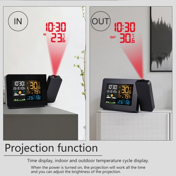 Household Color Screen Temperature And Humidity Meter Weather Forecast Projection Clock, Model: UK Plug - Novelty Clock by PMC TechLife | Online Shopping South Africa | PMC TechLife | Buy Now Pay Later Mobicred
