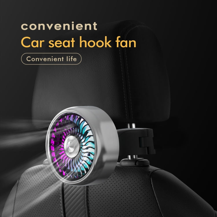 FE052 RGB Color Light USB Plug-in Clip-on Car Rear Seat Headrest Fan(Black) - Heating & Fans by PMC TechLife | Online Shopping South Africa | PMC TechLife | Buy Now Pay Later Mobicred