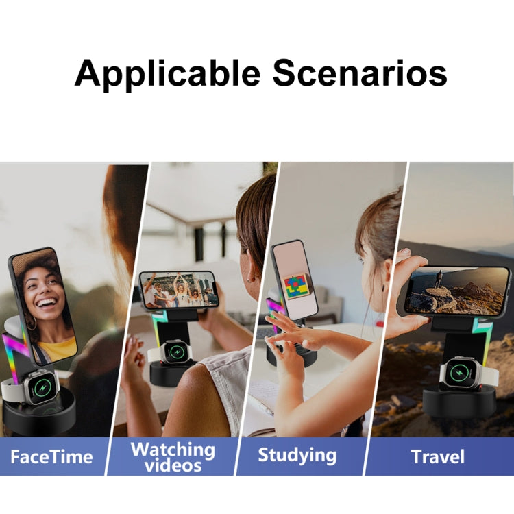 For Apple Series 3 In 1 RGB Light Magsafe Magnetic Mobile Phone Holder Wireless Charger(White) - free shipping - PMC Jewellery - Order now!