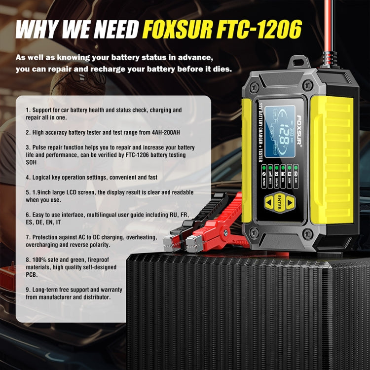 FOXSUR Cars Motorcycles 12V Lithium Cattery Charger With Battery Detection(UK Plug) - free shipping - PMC TechLife - Order now!