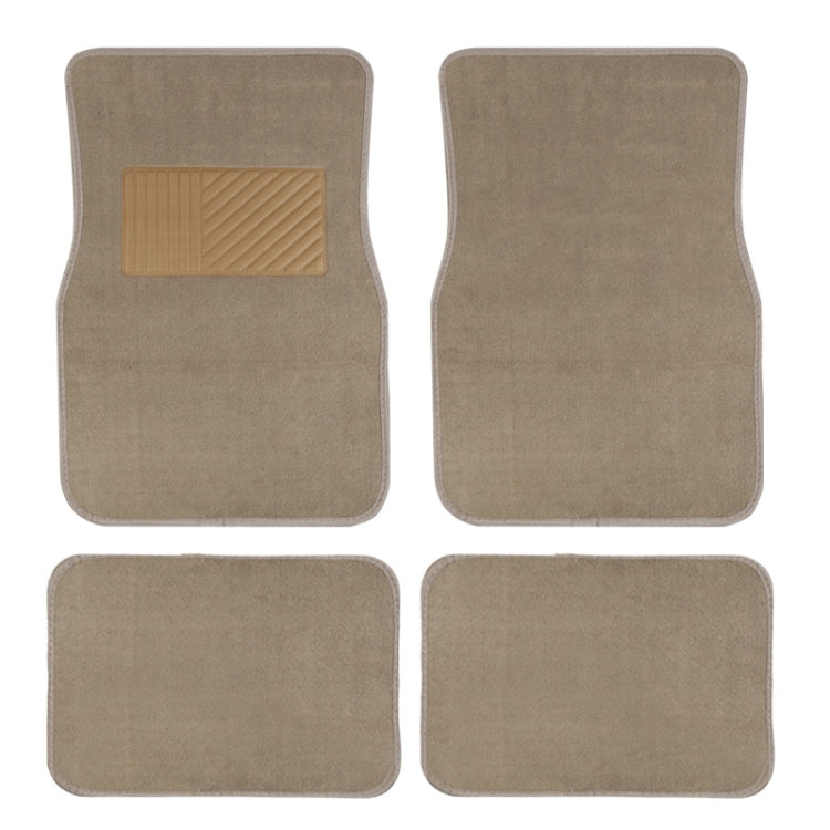 4pcs /Set Universal Car Foot Mats PVC Flocking Pads(Beige) - Floor Mats by PMC TechLife | Online Shopping South Africa | PMC TechLife | Buy Now Pay Later Mobicred