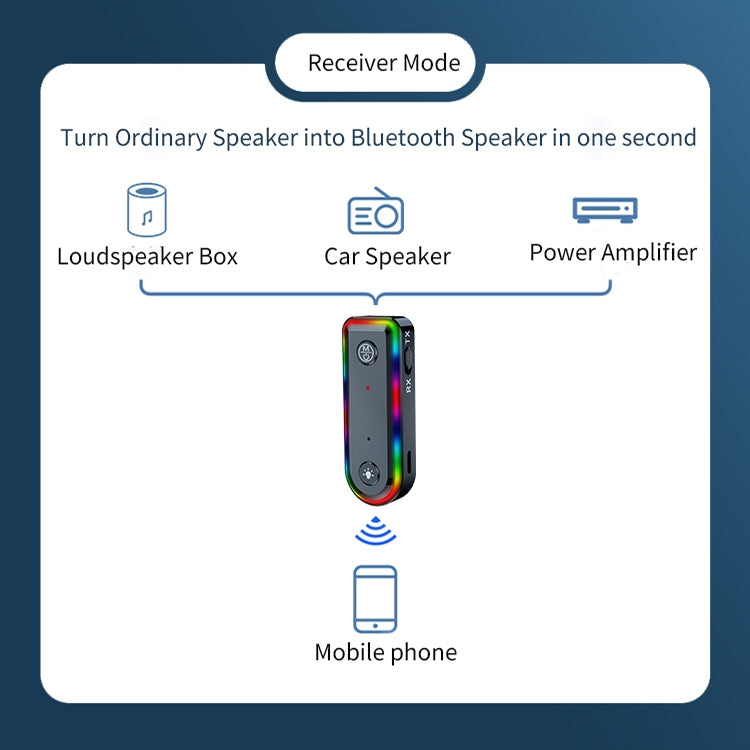 Q3 2-in-1 RGB Light Bluetooth Audio Receiver Launcher Car Audio Adapter - free shipping - PMC TechLife - Order now!