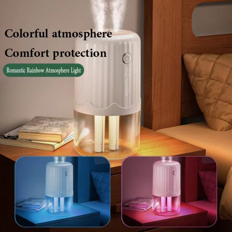 T06 Large-Capacity Atmosphere Night Light Household Dual Spray Air Humidifier, Color: White Battery - free shipping - PMC TechLife - Order now!