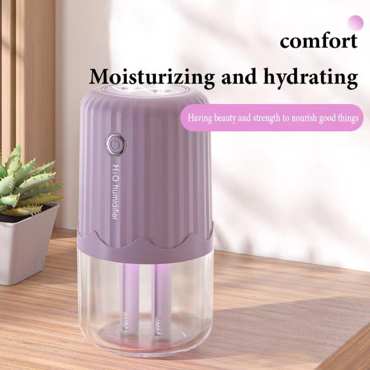 T06 Large-Capacity Atmosphere Night Light Household Dual Spray Air Humidifier, Color: White Battery - free shipping - PMC TechLife - Order now!