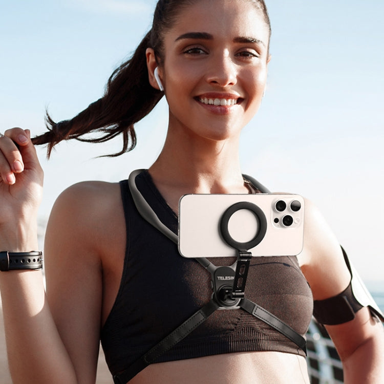 TELESIN MNM-002 Magsafe Magnetic Suction Mobile Phone Hanging Neck POV Viewing Angle Lazy Stand(Gray) - Stand by TELESIN | Online Shopping South Africa | PMC TechLife | Buy Now Pay Later Mobicred