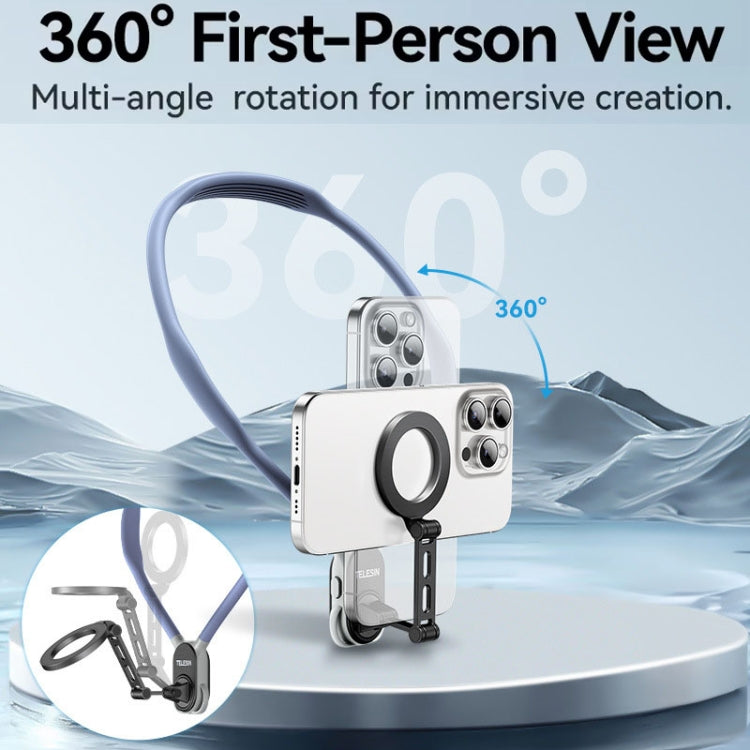 TELESIN MNM-002 Magsafe Magnetic Suction Mobile Phone Hanging Neck POV Viewing Angle Lazy Stand(Blue) - free shipping - PMC TechLife - Order now!