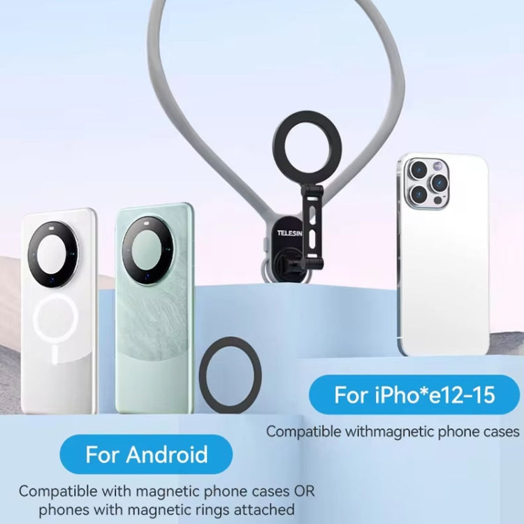 TELESIN MNM-002 Magsafe Magnetic Suction Mobile Phone Hanging Neck POV Viewing Angle Lazy Stand(Blue) - free shipping - PMC TechLife - Order now!