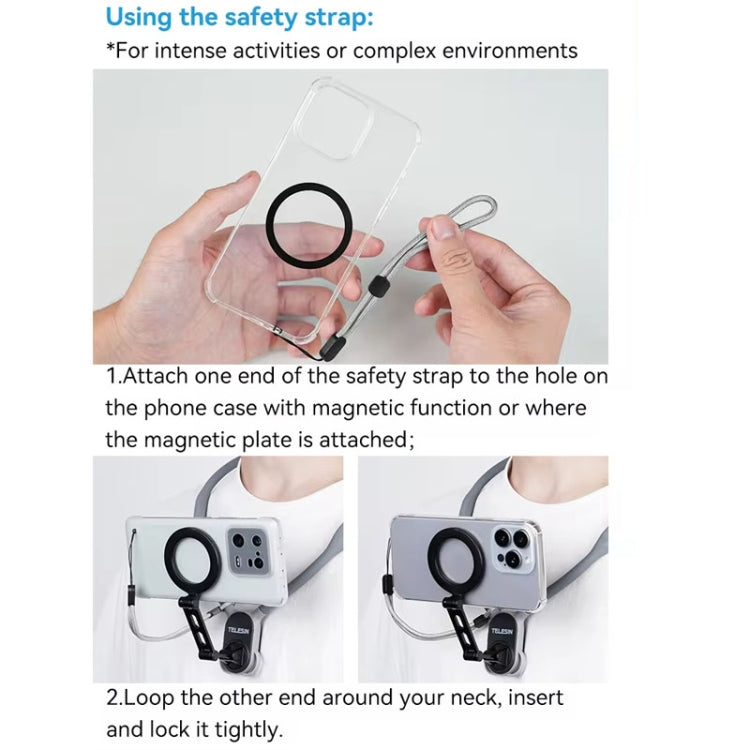 TELESIN MNM-002 Magsafe Magnetic Suction Mobile Phone Hanging Neck POV Viewing Angle Lazy Stand(Blue) - free shipping - PMC TechLife - Order now!